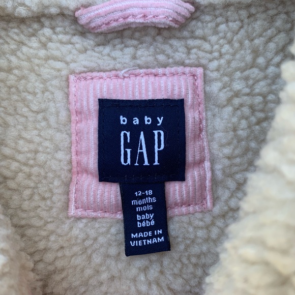 Baby Gap Sherpa Lined Pink Corduroy Jacket SZ 12-18 months - Picture 2 of 5